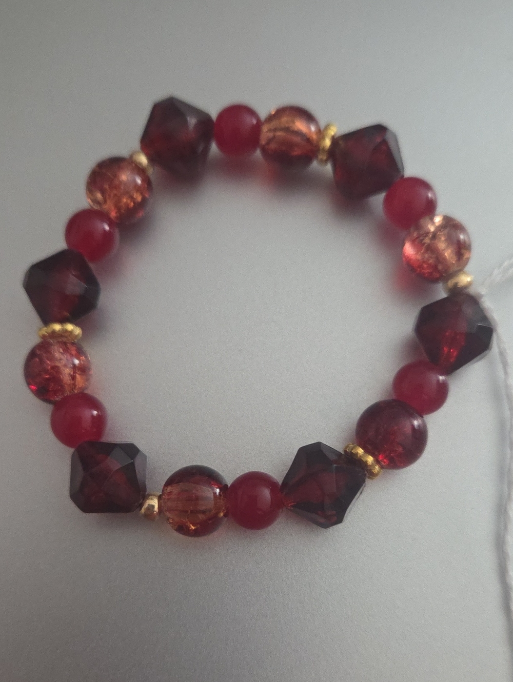 Red Beaded Stretch Bracelet - Women's Fashion Jewelry